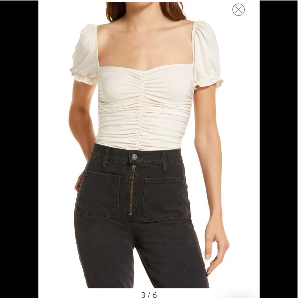NWT Reformation ivory fallow ruched top